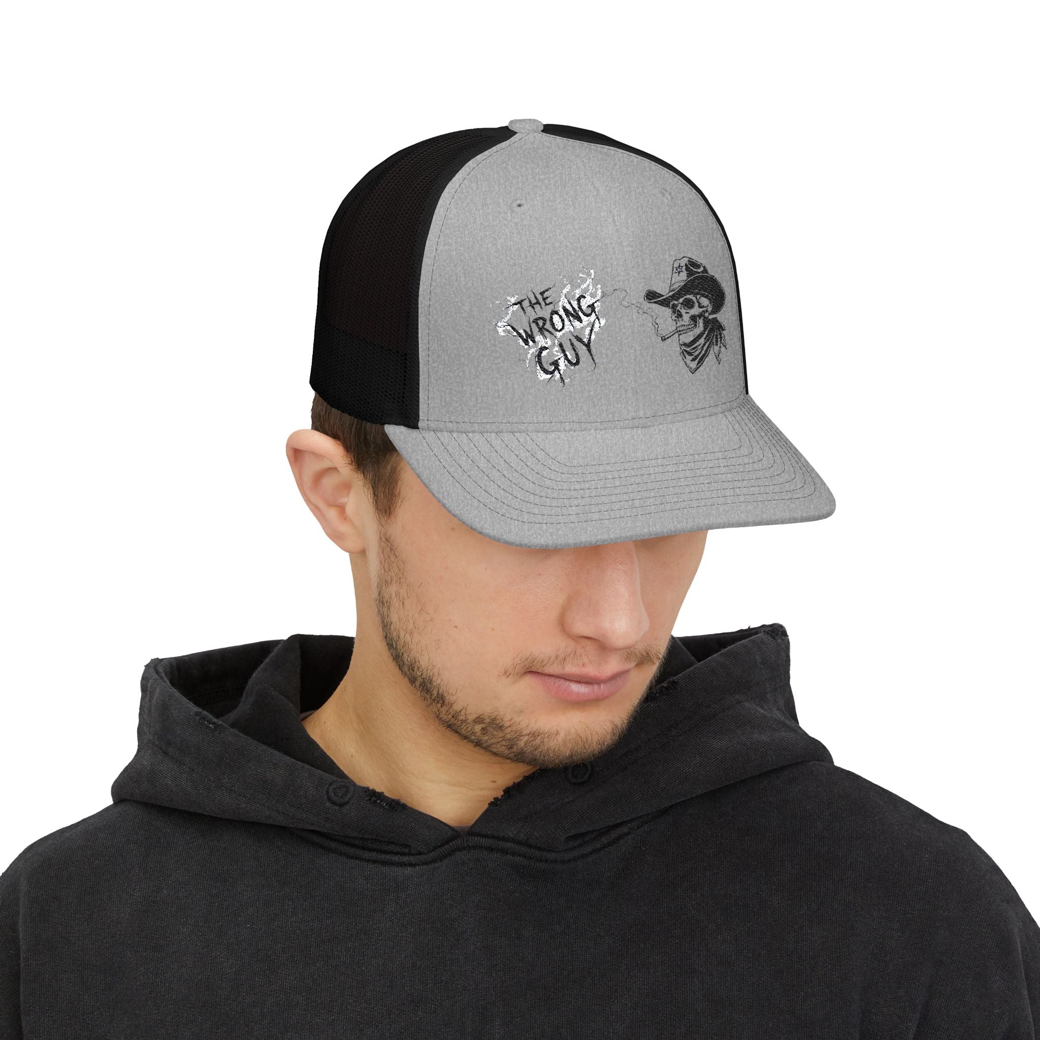 The Wrong Guy Smokers Trucker Hat (Embroidered)